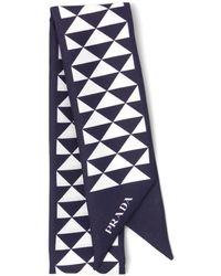 Prada - Silk Triangle Skinny Scarf - Lyst