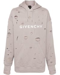 Givenchy - Logo-print Ripped Hoodie - Lyst