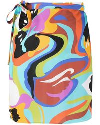 Etro - Painterly-print Wrap Skirt - Lyst
