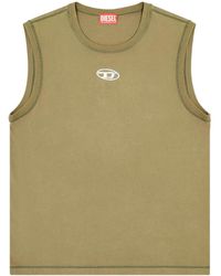 DIESEL - Sleeveless Cotton Top With Metallic Oval D - Lyst