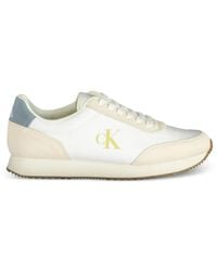 Calvin Klein - Logo-Print Suede-Panelled Sneakers - Lyst