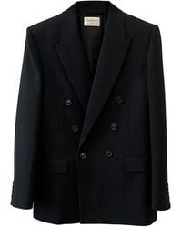 Saint Laurent - Cassandre Wollen Gabardine Blazer Met Dubbele Rij Knopen - Lyst