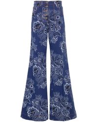 Etro - Paisley-print High-rise Flared Jeans - Lyst