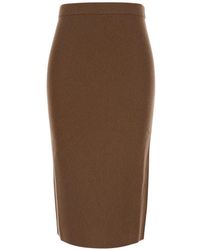 Max Mara - Tan Wool And Cashmere Knit Mstzucca Midi Pencil Skirt - Lyst