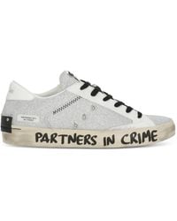 Crime London - Distressed Glitter-Detail Sneakers - Lyst