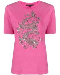 Maje - Rhinestone-embellished Dragon-print T-shirt - Lyst