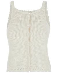 DUNST - Open-Knit Scalloped-Edge Top - Lyst