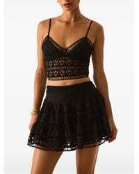 Charo Ruiz - Lea Lace-Trimmed Tiered Mini Skirt - Lyst