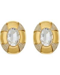 Saint Laurent - Crystal-embellished Oval-design Earrings - Lyst
