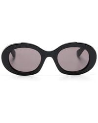 McQueen - Logo-Engraved Oval-Frame Sunglasses - Lyst