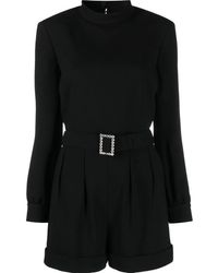 Saint Laurent - Open-back Belted Playsuit - Lyst