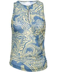Pinko - Abstract-print Ruched Tank Top - Lyst