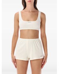 Sporty & Rich - Ribbed-Knit Logo-Patch Cropped Top - Lyst