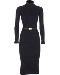 Elisabetta Franchi - Vestido midi con cinturón - Lyst
