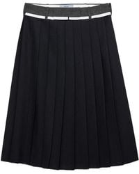Prada - Pleated Rush Stitch Midi Skirt - Lyst