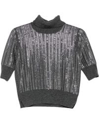 Ermanno Scervino - Sequin-Embellished Short-Sleeve Sweater - Lyst