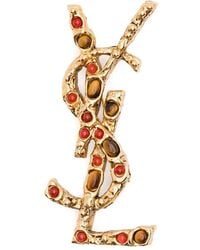Saint Laurent - Cassandre-Logo Brooch - Lyst