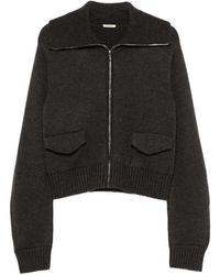 LAMRONS - Flap-Pocket Zip-Up Cardigan - Lyst