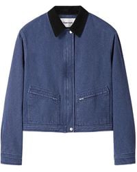 Tonywack - Corduroy-Collar Cropped Denim Jacket - Lyst