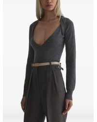 Mugler - Cashmere V-Neck Knit Crop Top - Lyst