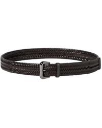 Brunello Cucinelli - Cinturón De Piel Trenzada Con Bucle Brillante - Lyst