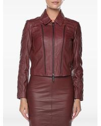 ARMANI EXCHANGE - Quilted-Sleeve Leather Jacket - Lyst