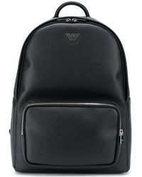 Emporio Armani - Logo Plaque Faux Leather Backpack - Lyst