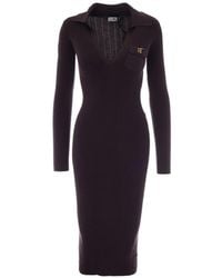 Elisabetta Franchi - Ribbed-Knit Midi Dress - Lyst