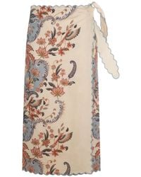 FARM Rio - Scalloped Floral Wrap Skirt - Lyst