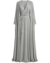 Saiid Kobeisy - Embroidered Cape V-Neck Dress - Lyst