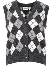 P.A.R.O.S.H. - Argyle-Knit V-Neck Sleeveless Cardigan - Lyst