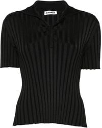 Jil Sander - Ribbed-Knit Polo Top - Lyst