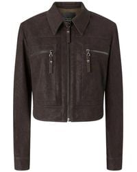 Pinko - Cropped Nubuck Leather-Effect Jacket - Lyst