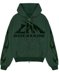GODMADE - Logo-Print Flame-Detail Hoodie - Lyst