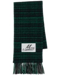 Marni - Karierter Schal Mit Fransen - Lyst