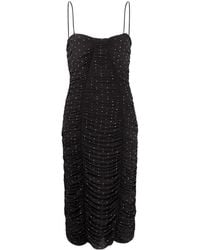 ROTATE BIRGER CHRISTENSEN - Ruched Crystal Mesh Midi Dress - Lyst