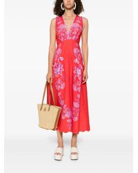 FARM Rio Garden Delight Midi Dress in Red | Lyst