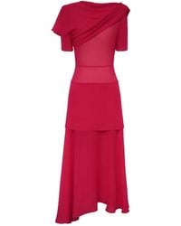 POST MERIDIEM - Asymmetrical Draped Midi Dress - Lyst