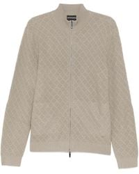 Emporio Armani - Cardigan Zippé À Losanges - Lyst