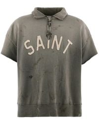SAINT Mxxxxxx - Distressed Half-Zip Polo Shirt - Lyst