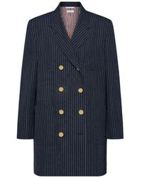 Thom Browne - Pinstripe High Twist Wool Sack Sportcoat Dress - Lyst