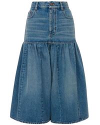 Chloé - Ruffled Denim Shorts - Lyst