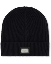 Dolce & Gabbana - Beanie Mit Logo-Schild - Lyst