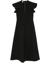 Moschino - Ruffled-Sleeve V-Neck Midi Dress - Lyst