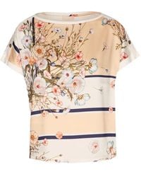 Liu Jo - Shoulder-Buttons Floral-Print T-Shirt - Lyst
