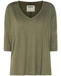 Not Shy - V-Neck Linen T-Shirt - Lyst