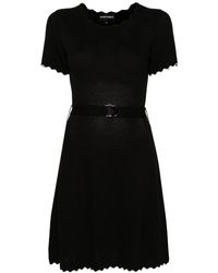 Emporio Armani - 3d Gebreide Mini-jurk Met Ceintuur - Lyst