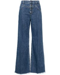 Liu Jo - Flared Cotton Jeans With Frayed Hem - Lyst