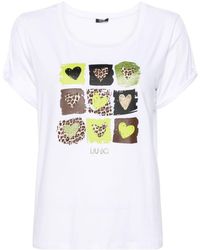 Liu Jo - Hearts-print Jersey T-shirt - Lyst