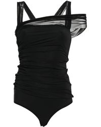 Nensi Dojaka - Tulle-Detail Ruched Bodysuit - Lyst